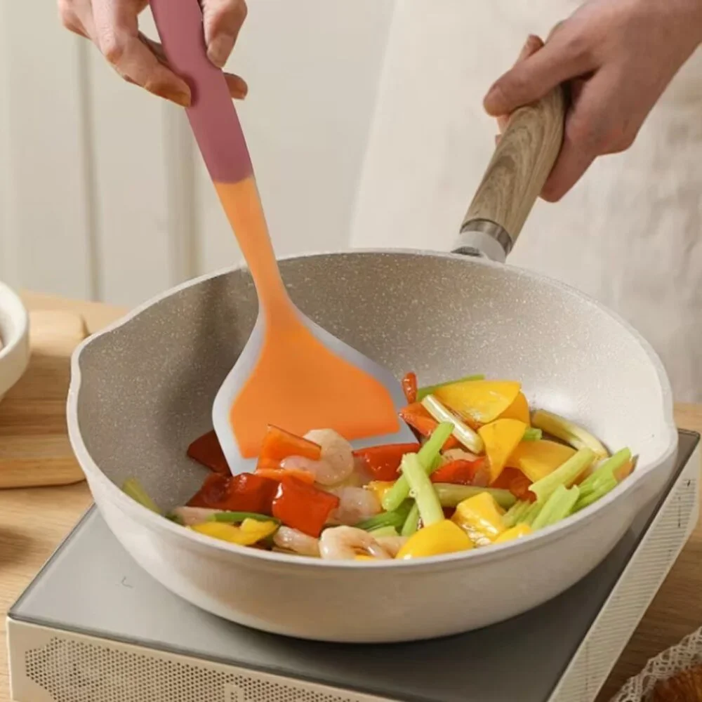 2 Pack Silicone Spatula Wide Nonstick Heat Resistant Pancake Eggs Pizza Cookware